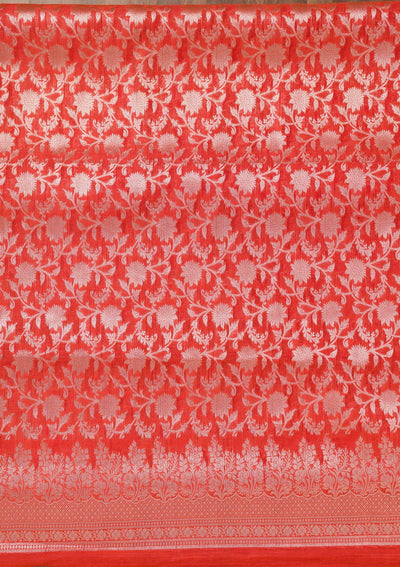 Red Printed Banarasi Unstitched Salwar Suit-Koskii