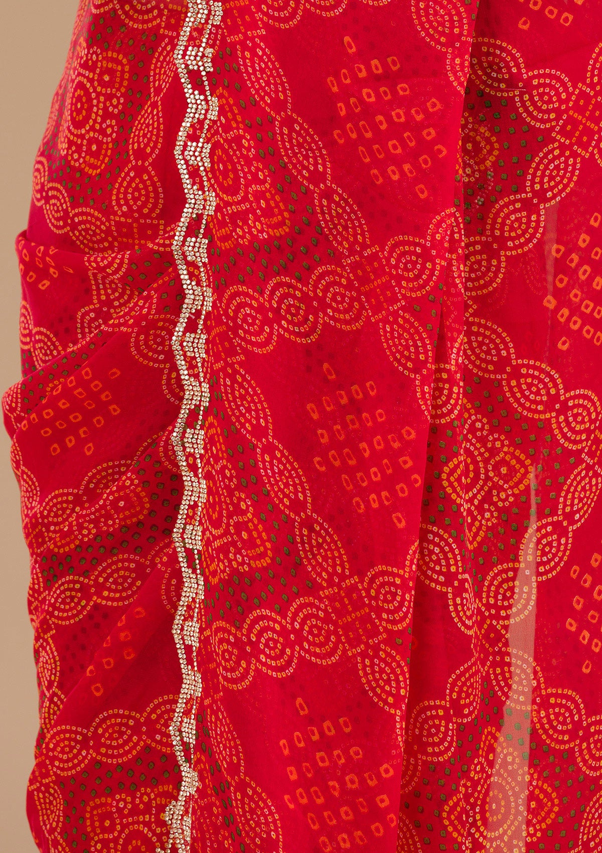 Red Printed Georgette Saree