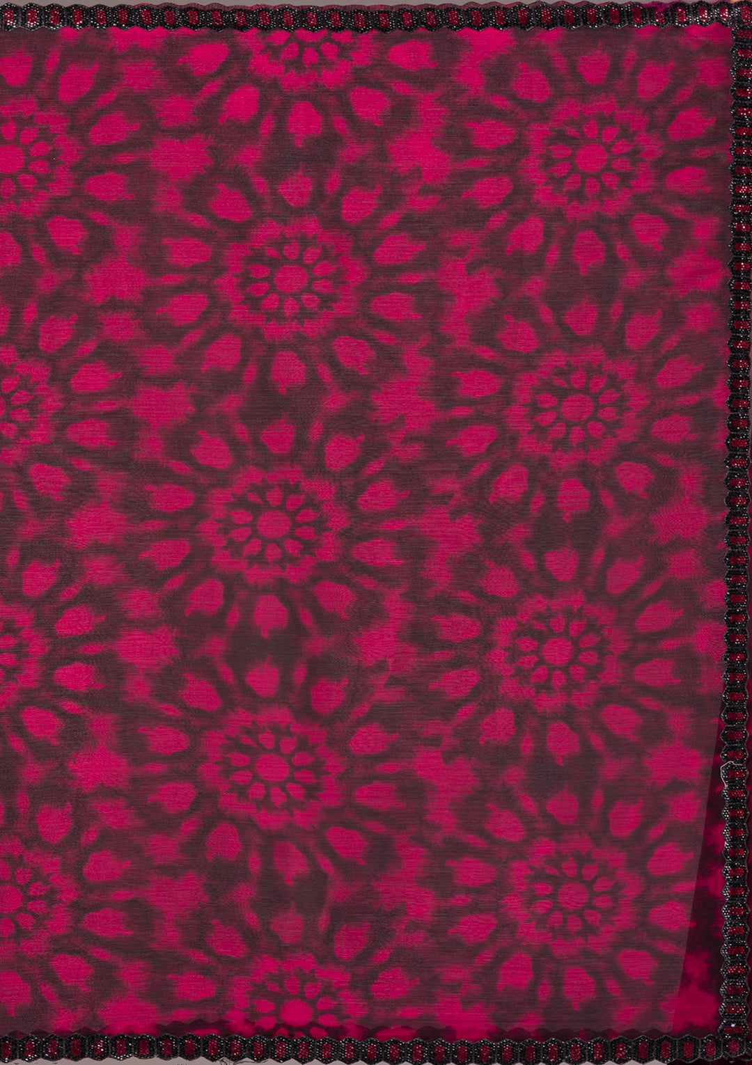 Red Printed Organza Saree-Koskii