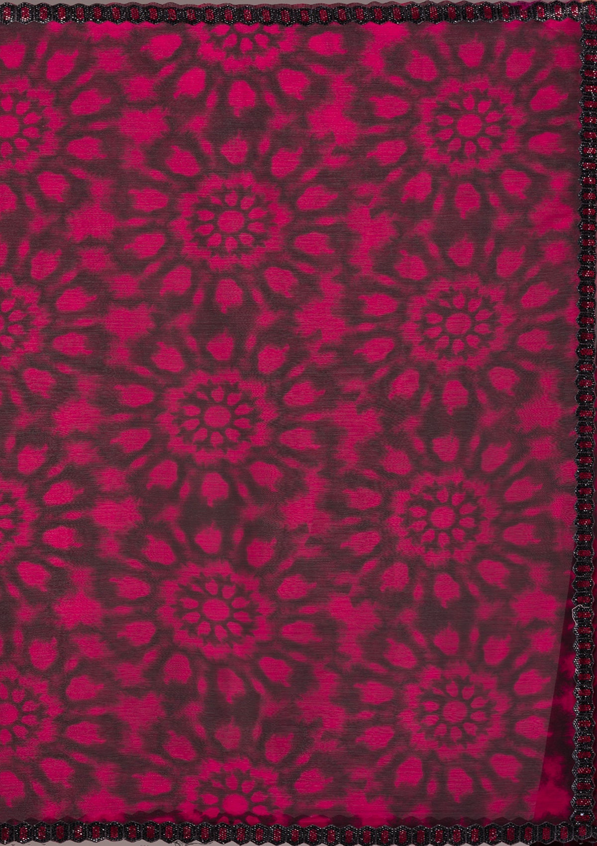 Red Printed Organza Saree-Koskii