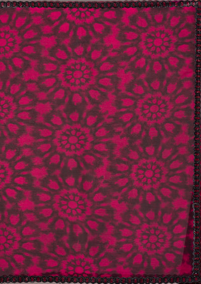 Red Printed Organza Saree-Koskii