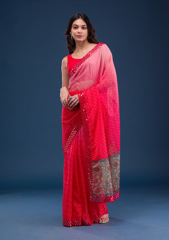 Parrot Green Zariwork Georgette Designer Saree-Koskii