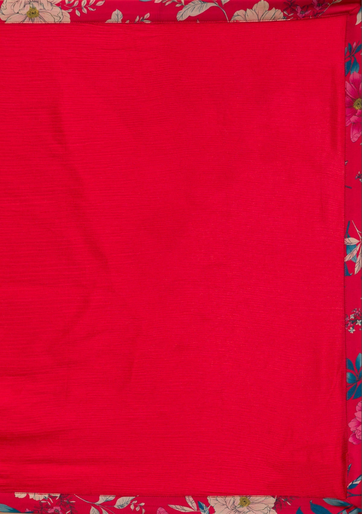 Red Printed Semi Crepe Readymade Salwar Suit-Koskii