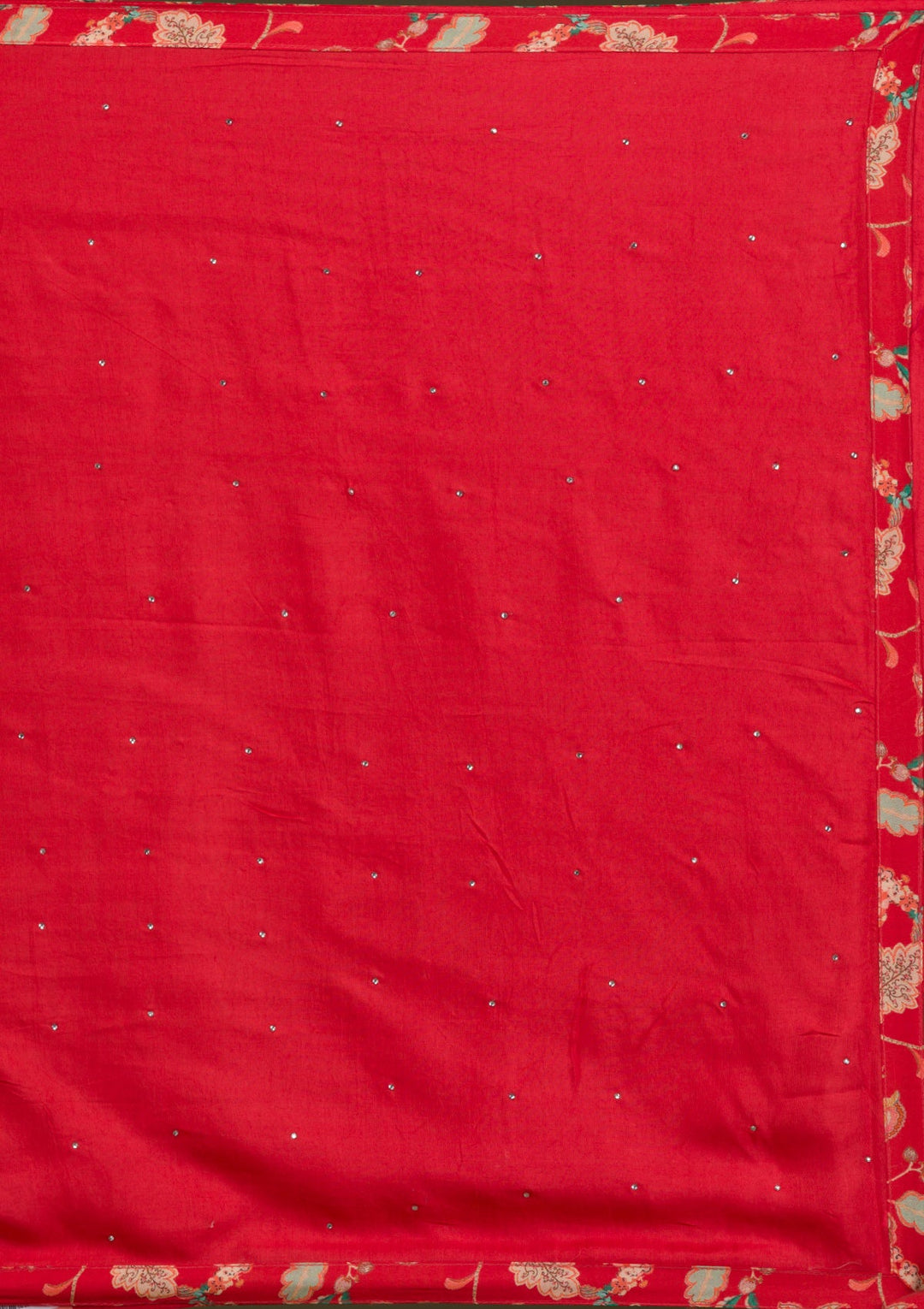 Red Printed Semi Crepe Readymade Salwar Suit-Koskii