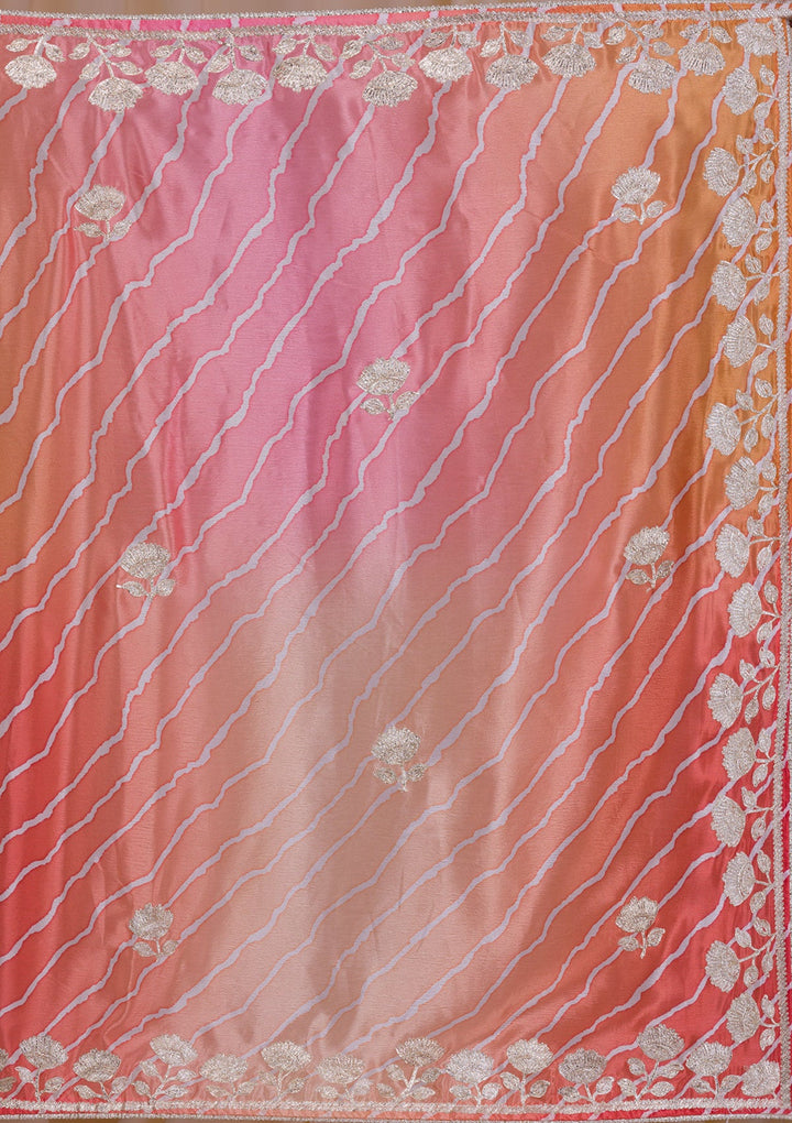 Peach Stonework Satin Designer Saree-Koskii