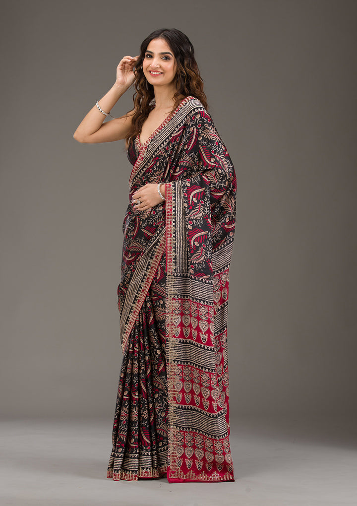 Red Printed Silk Saree