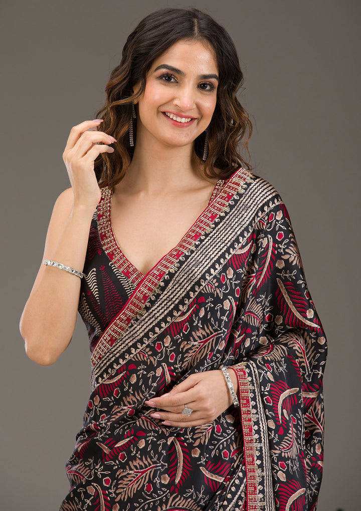 Red Printed Silk Saree