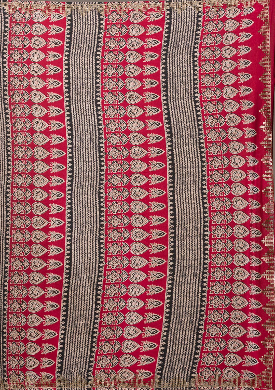 Red Printed Silk Saree