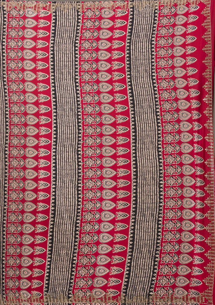 Red Printed Silk Saree