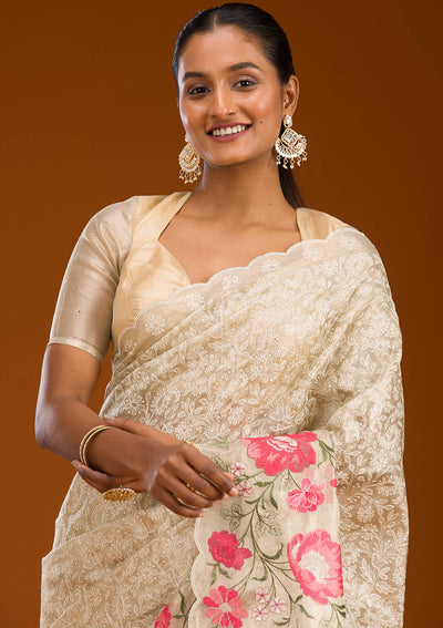 Red Printed Tissue Saree