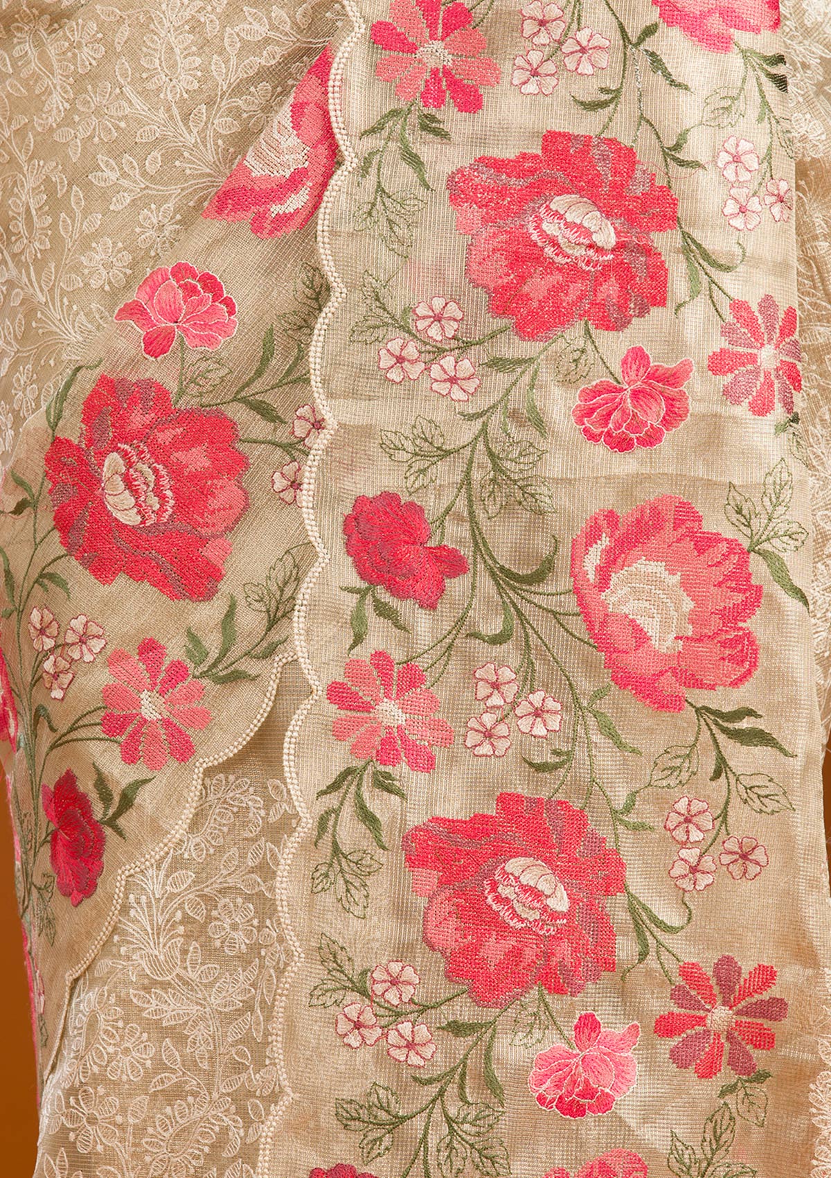 Red Printed Tissue Saree