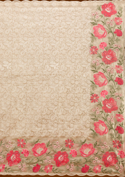 Red Printed Tissue Saree