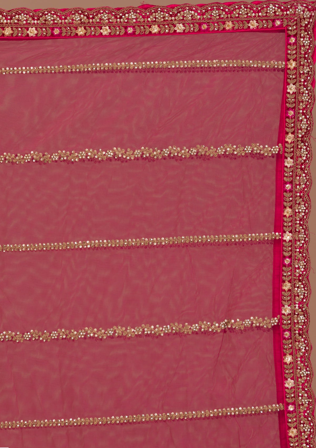 Red Stonework Net Readymade Lehenga-Koskii