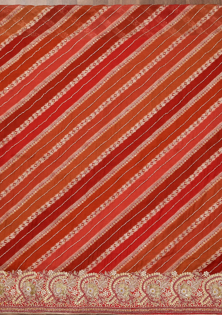 Red Stonework Semi Crepe Unstitched Salwar Suit-Koskii