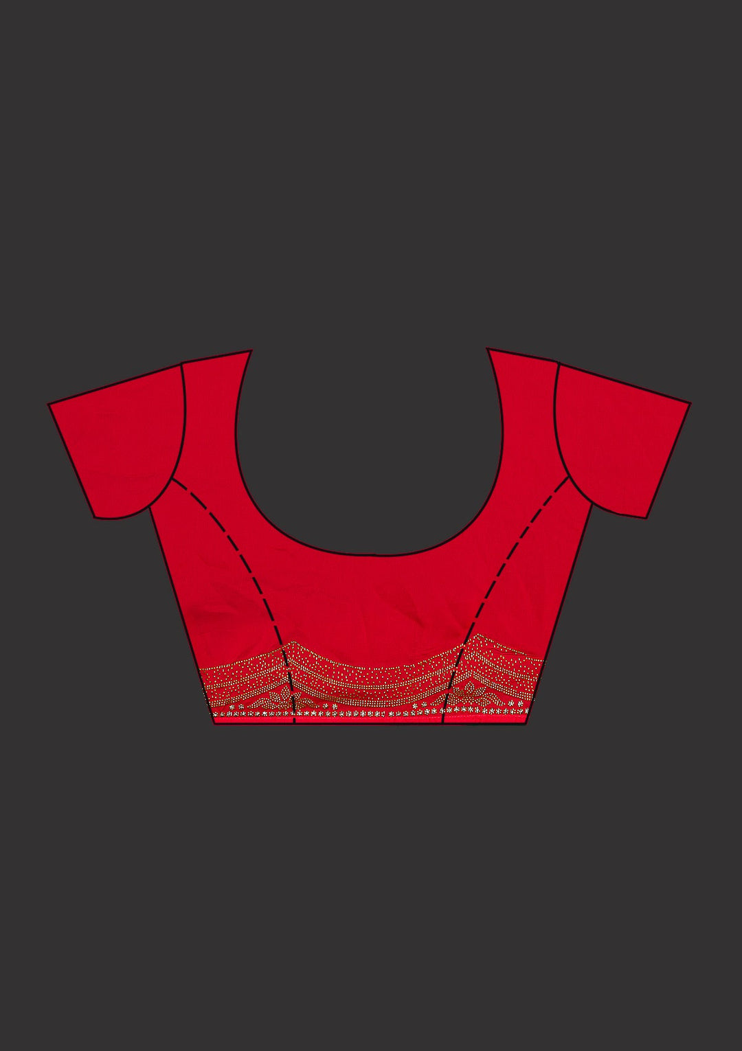 Red Swarovski Satin Saree-Koskii