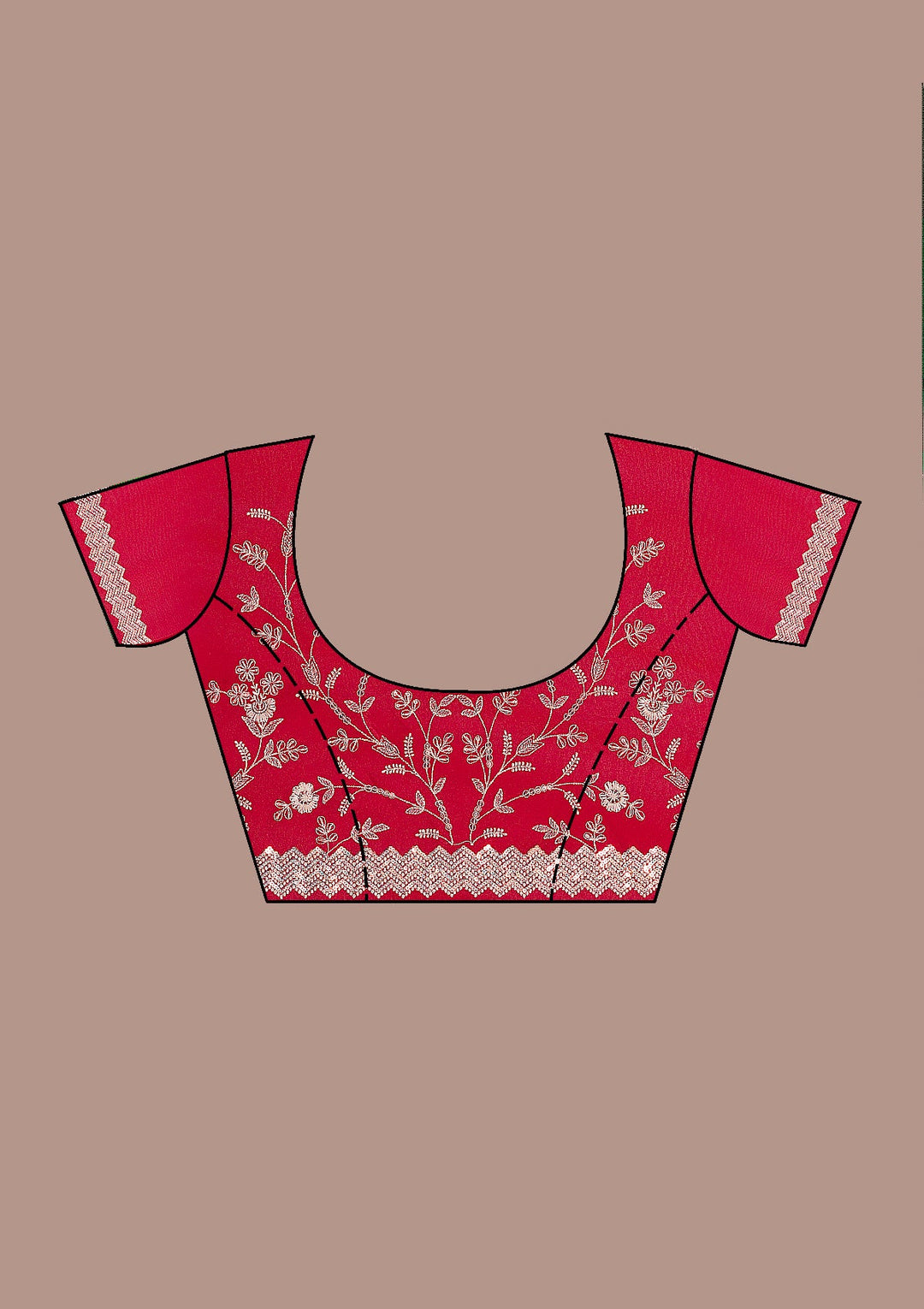 Red Threadwork Georgette Saree-Koskii