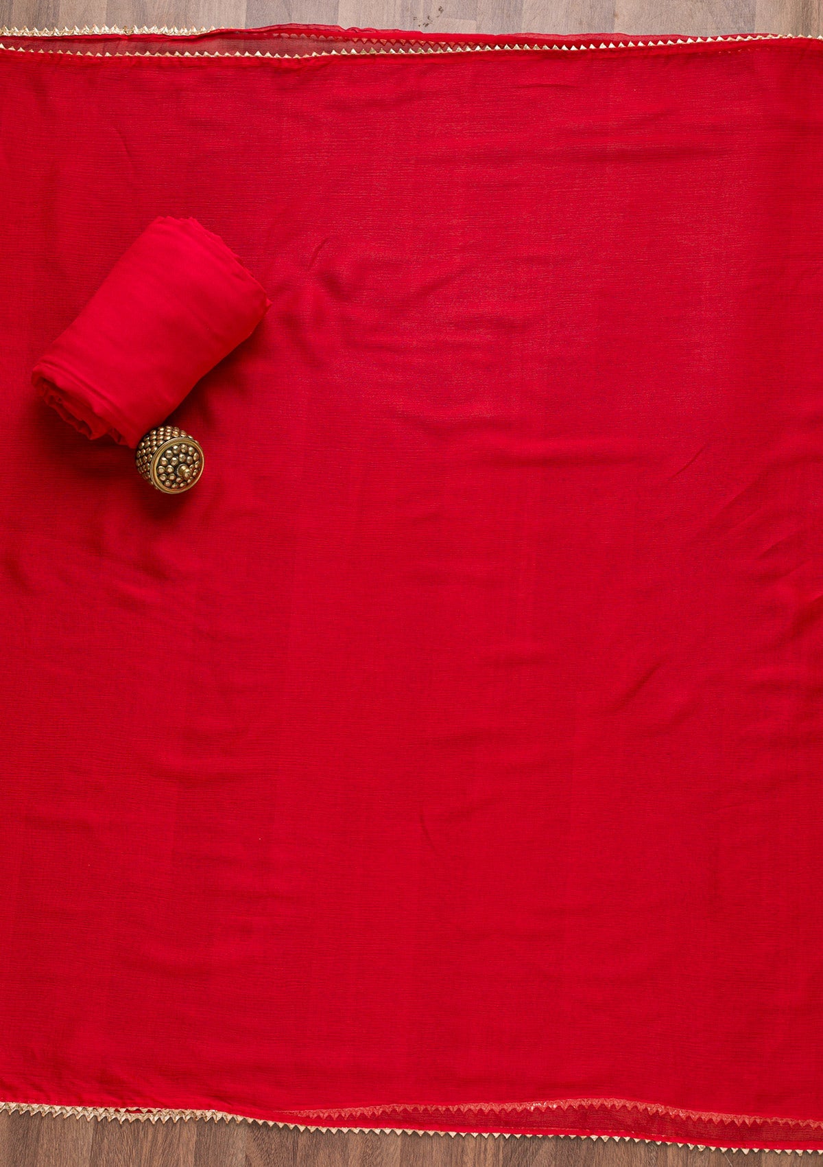 Red Zardosi Bandhini Unstitched Salwar Suit-Koskii
