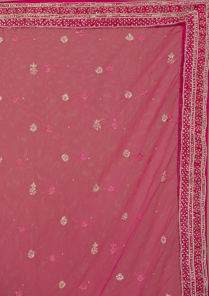 Red Zardosi Velvet Readymade Lehenga-Koskii