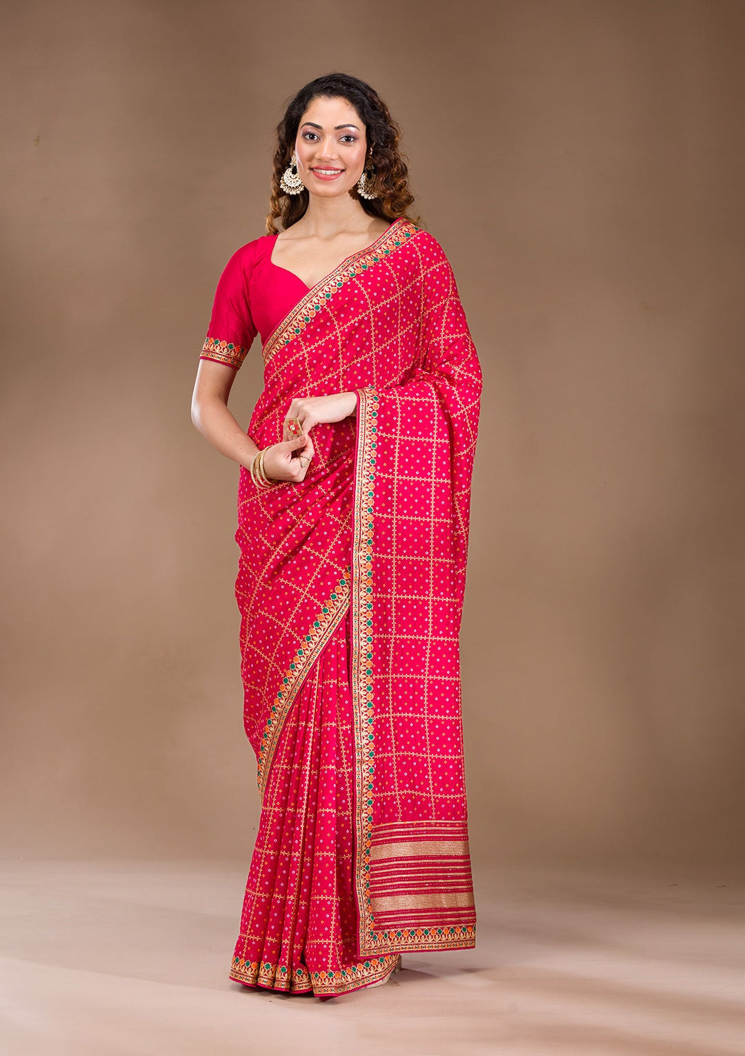 Red Zariwork Art Silk Saree-Koskii