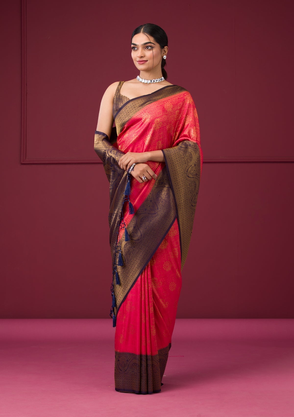 Red Zariwork Art Silk Saree