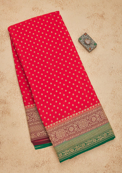 Red Zariwork Art Silk Saree-Koskii