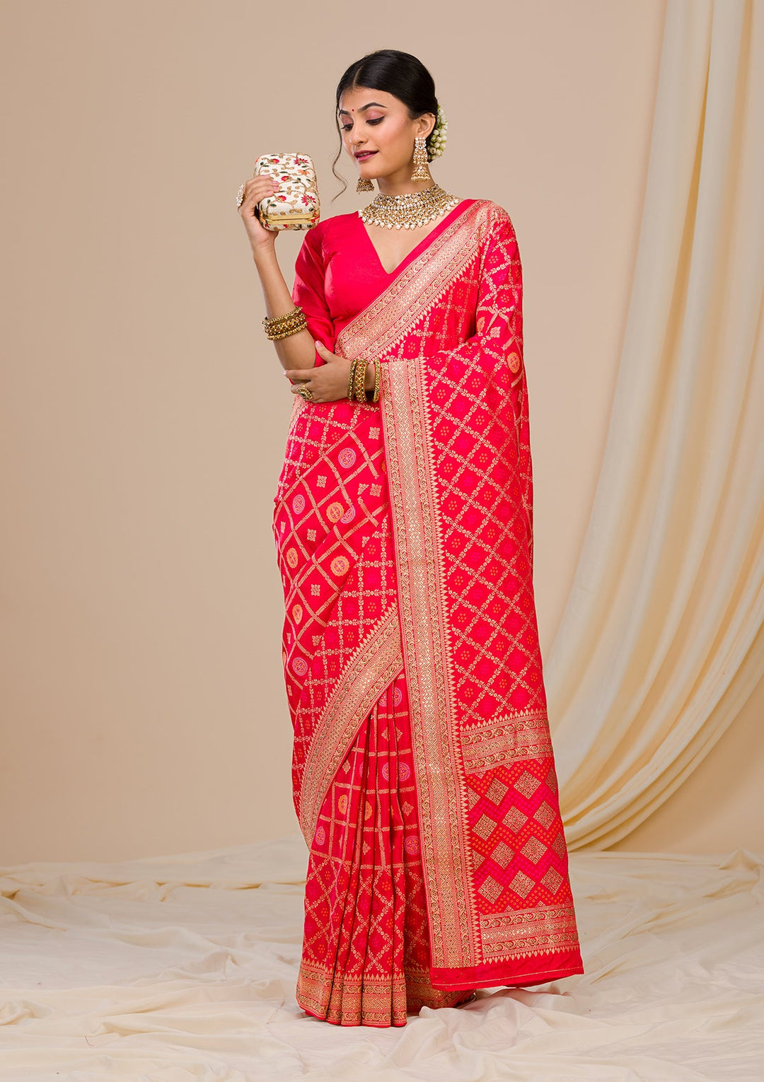 Red Zariwork Banarasi Saree-Koskii