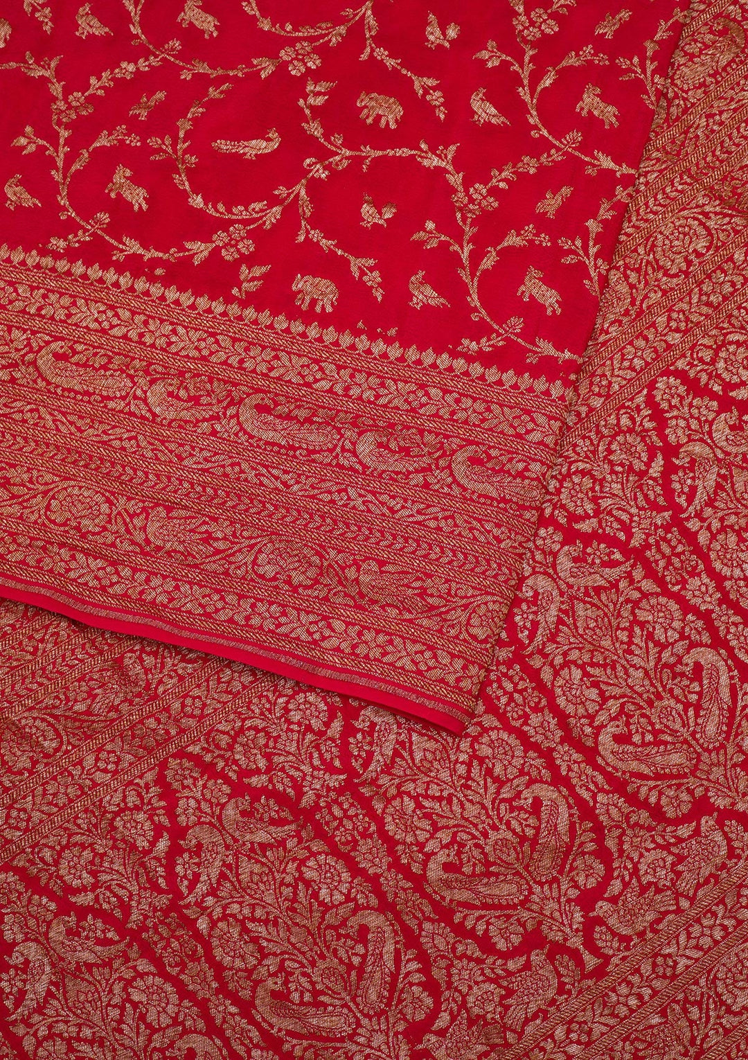 Red Zariwork Banarasi Saree-Koskii