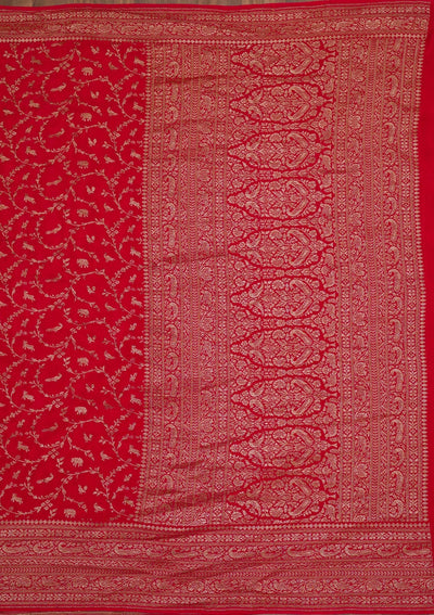 Red Zariwork Banarasi Saree-Koskii