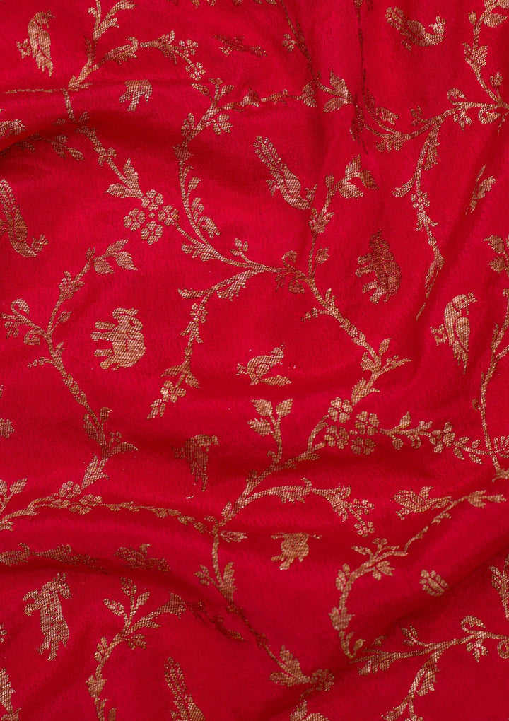 Red Zariwork Banarasi Saree-Koskii