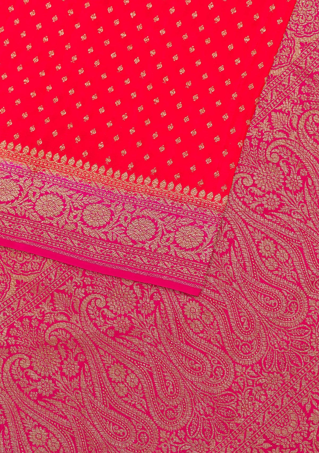 Red Zariwork Banarasi Saree-Koskii
