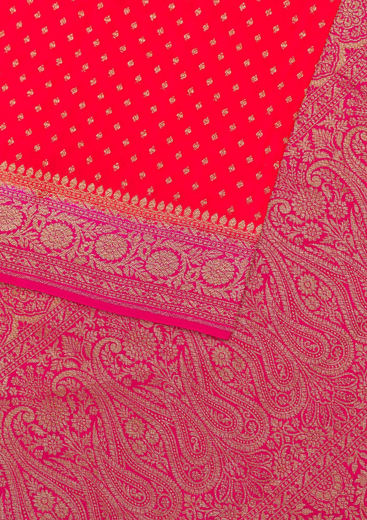 Red Zariwork Banarasi Saree-Koskii