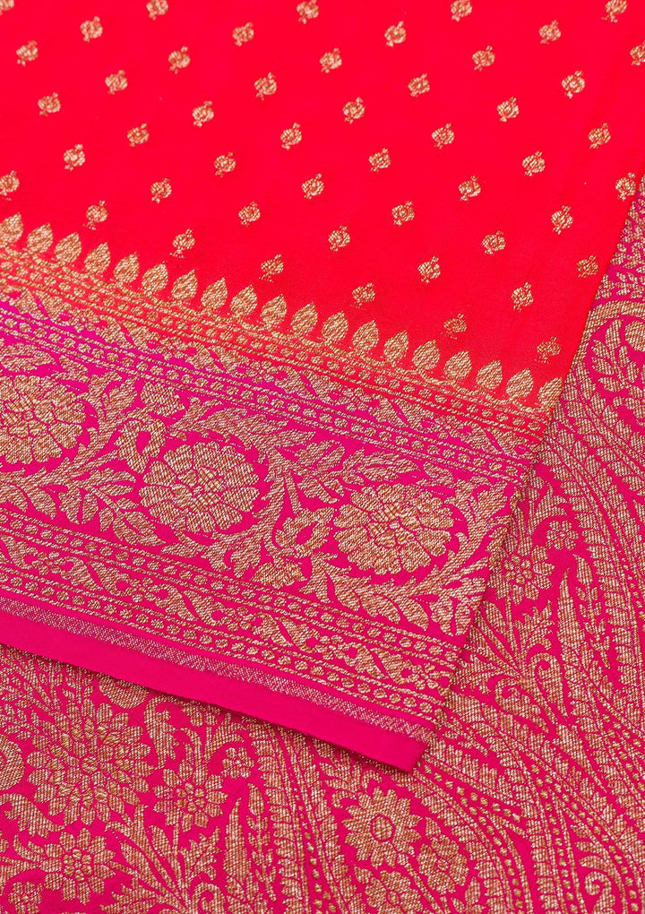 Red Zariwork Banarasi Saree-Koskii