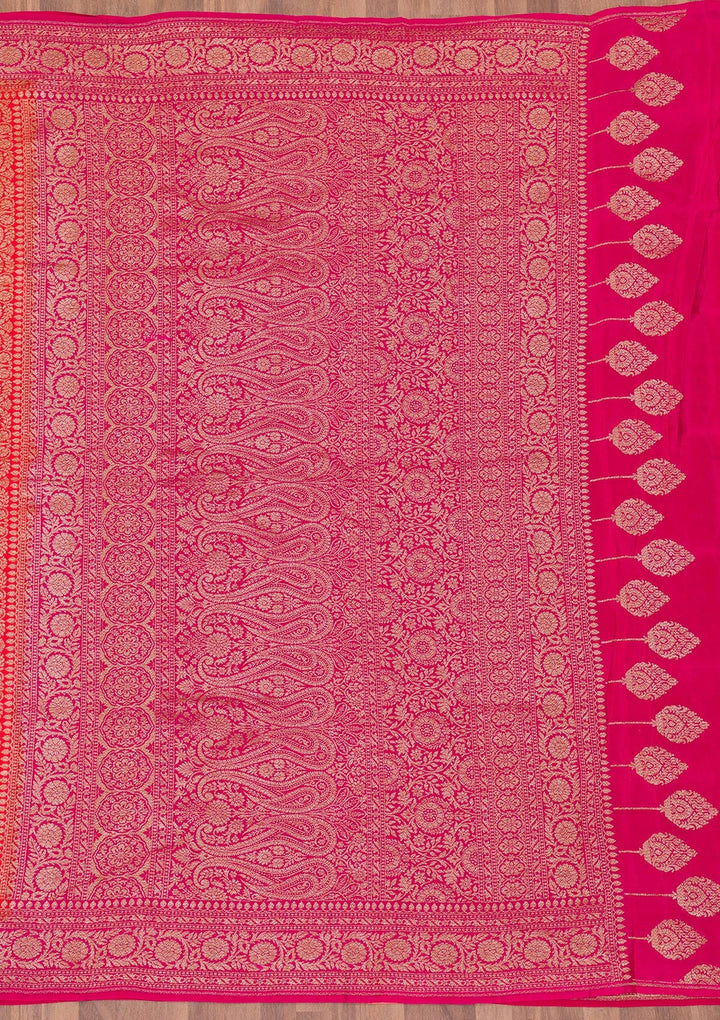 Red Zariwork Banarasi Saree-Koskii