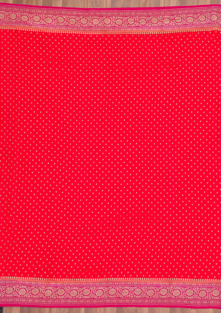 Red Zariwork Banarasi Saree-Koskii