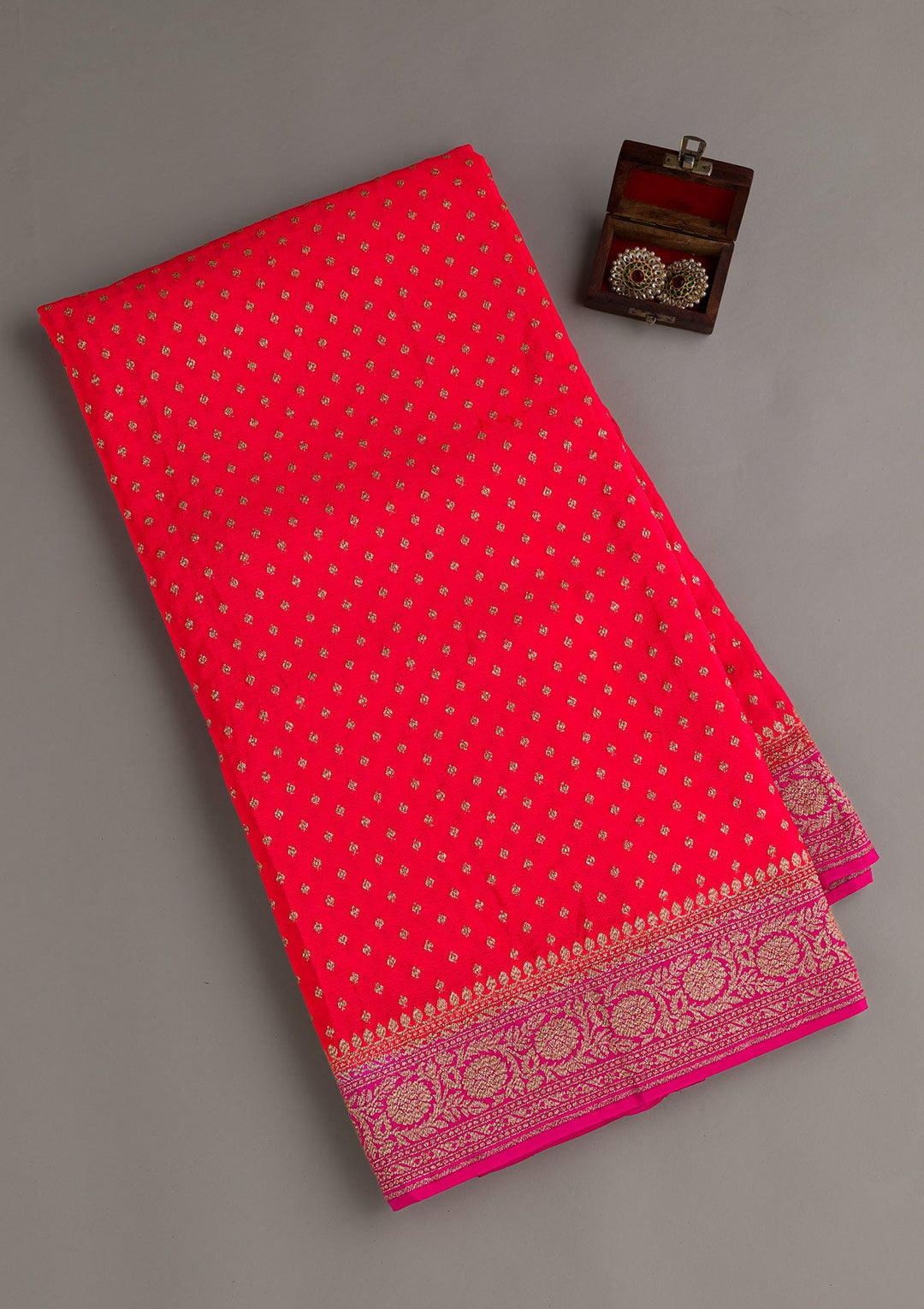 Red Zariwork Banarasi Saree-Koskii