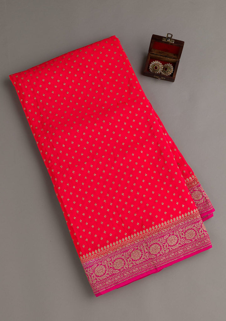 Red Zariwork Banarasi Saree-Koskii