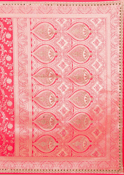 Red Zariwork Banarasi Silk Saree-Koskii