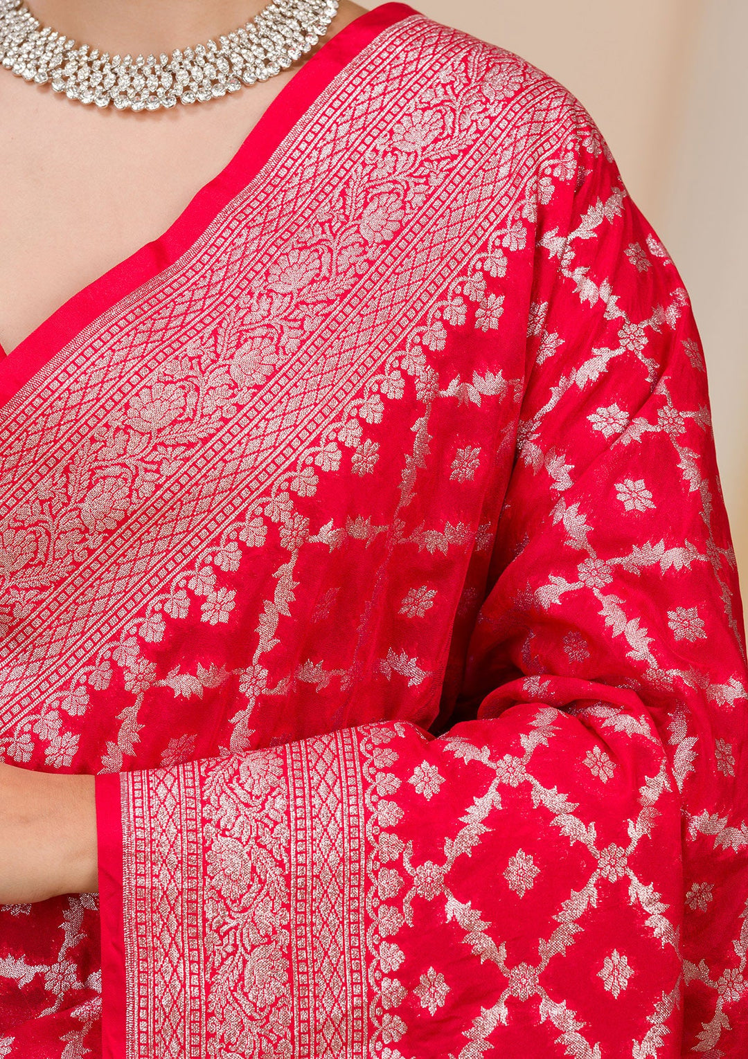 Pista Green Stonework Satin Designer Saree-Koskii