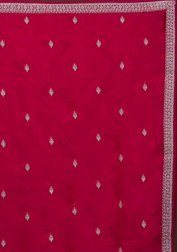 Red Zariwork Georgette Readymade Salwar Suit-Koskii