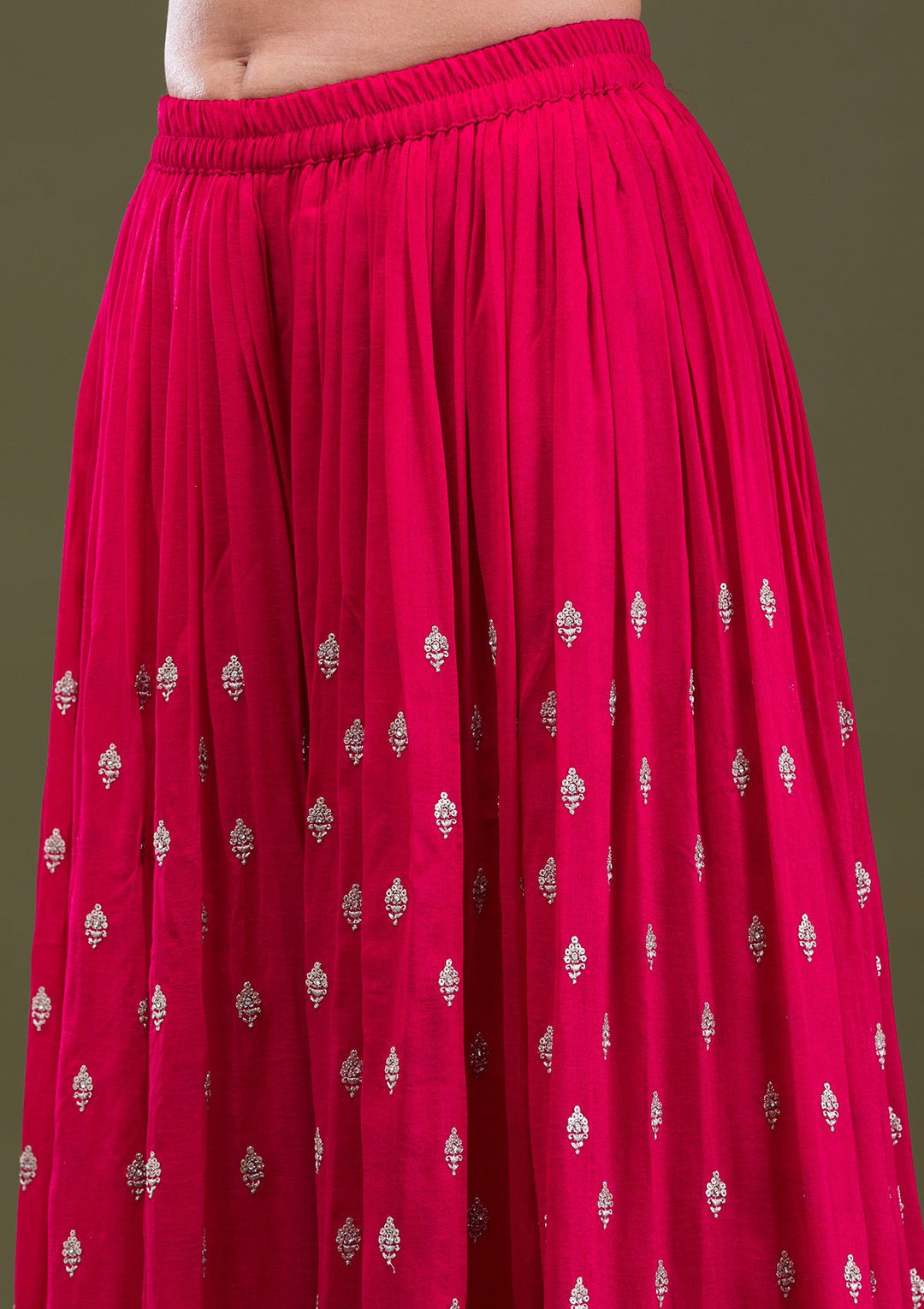 Red Zariwork Georgette Readymade Salwar Suit-Koskii