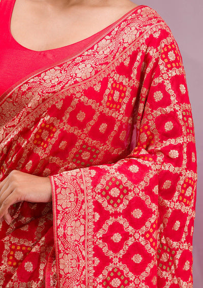 Red Zariwork Georgette Saree-Koskii