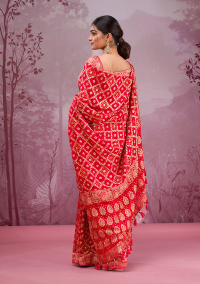 Red Zariwork Georgette Saree-Koskii