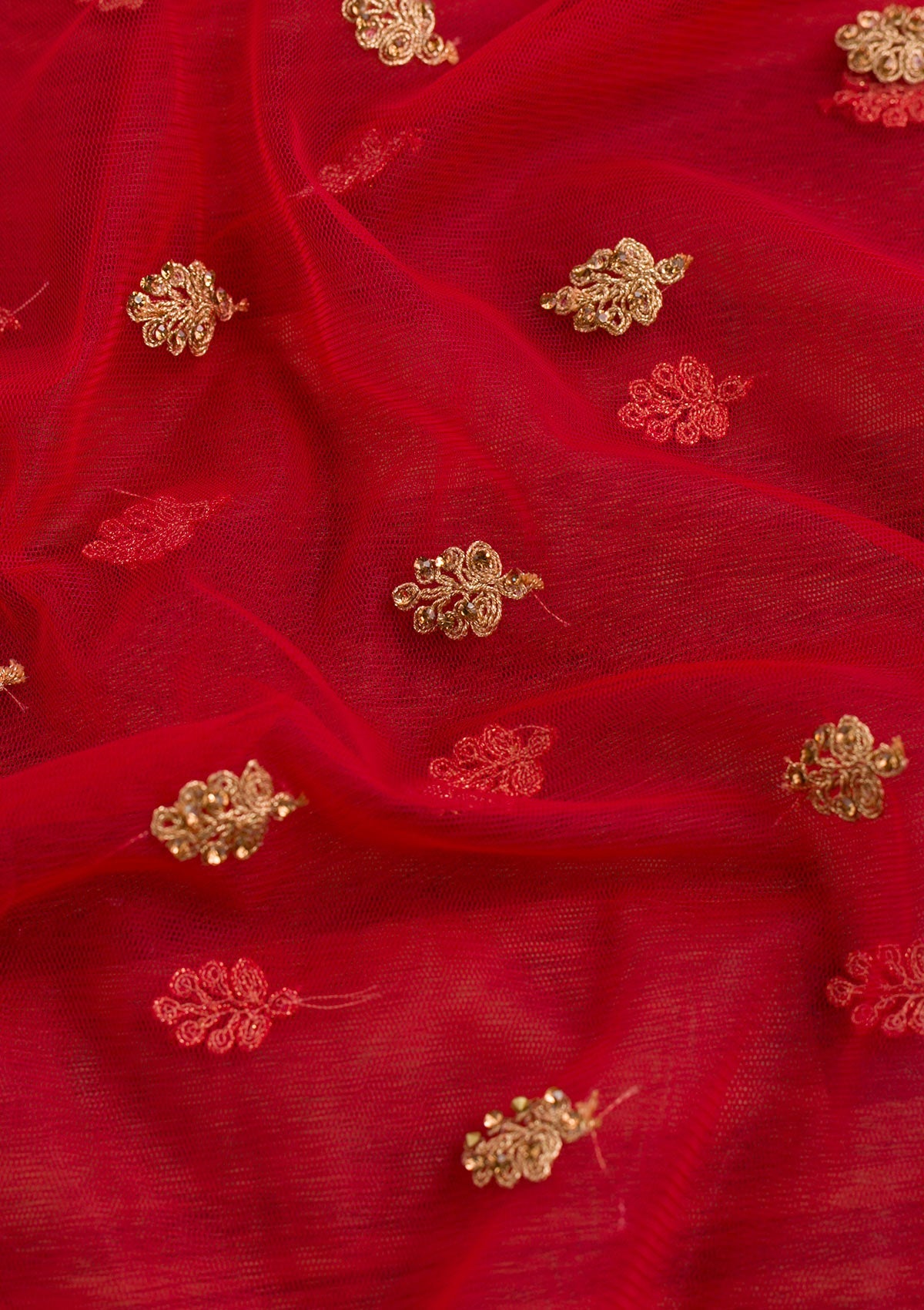 Red Zariwork Net Dupatta-Koskii