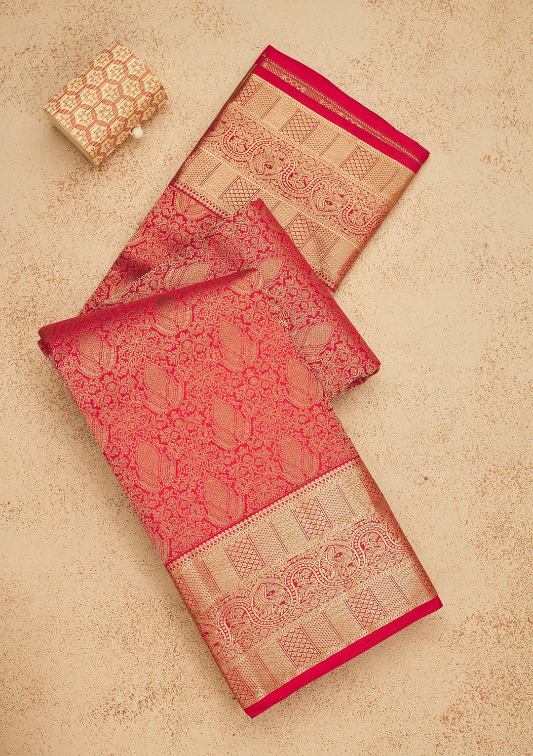 Red Zariwork Pure Silk Saree-Koskii