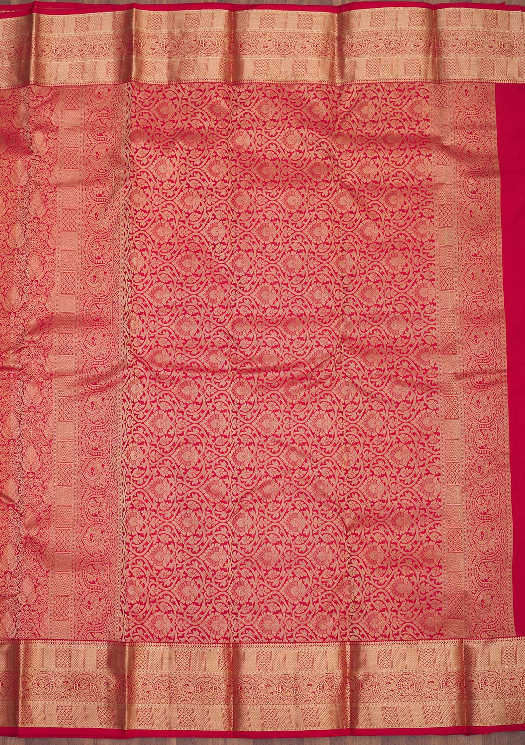 Red Zariwork Pure Silk Saree-Koskii