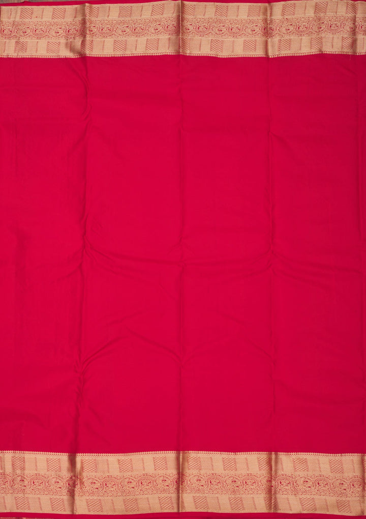 Red Zariwork Pure Silk Saree-Koskii