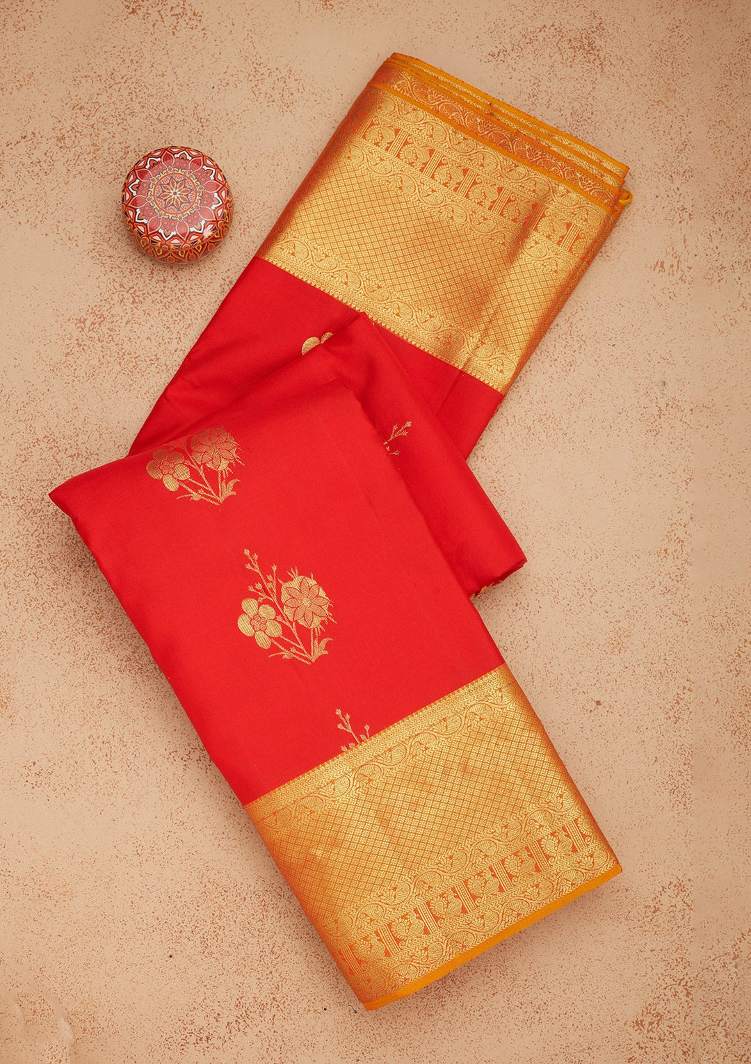 Red Zariwork Pure Silk Saree-Koskii