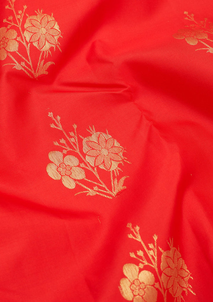 Red Zariwork Pure Silk Saree-Koskii