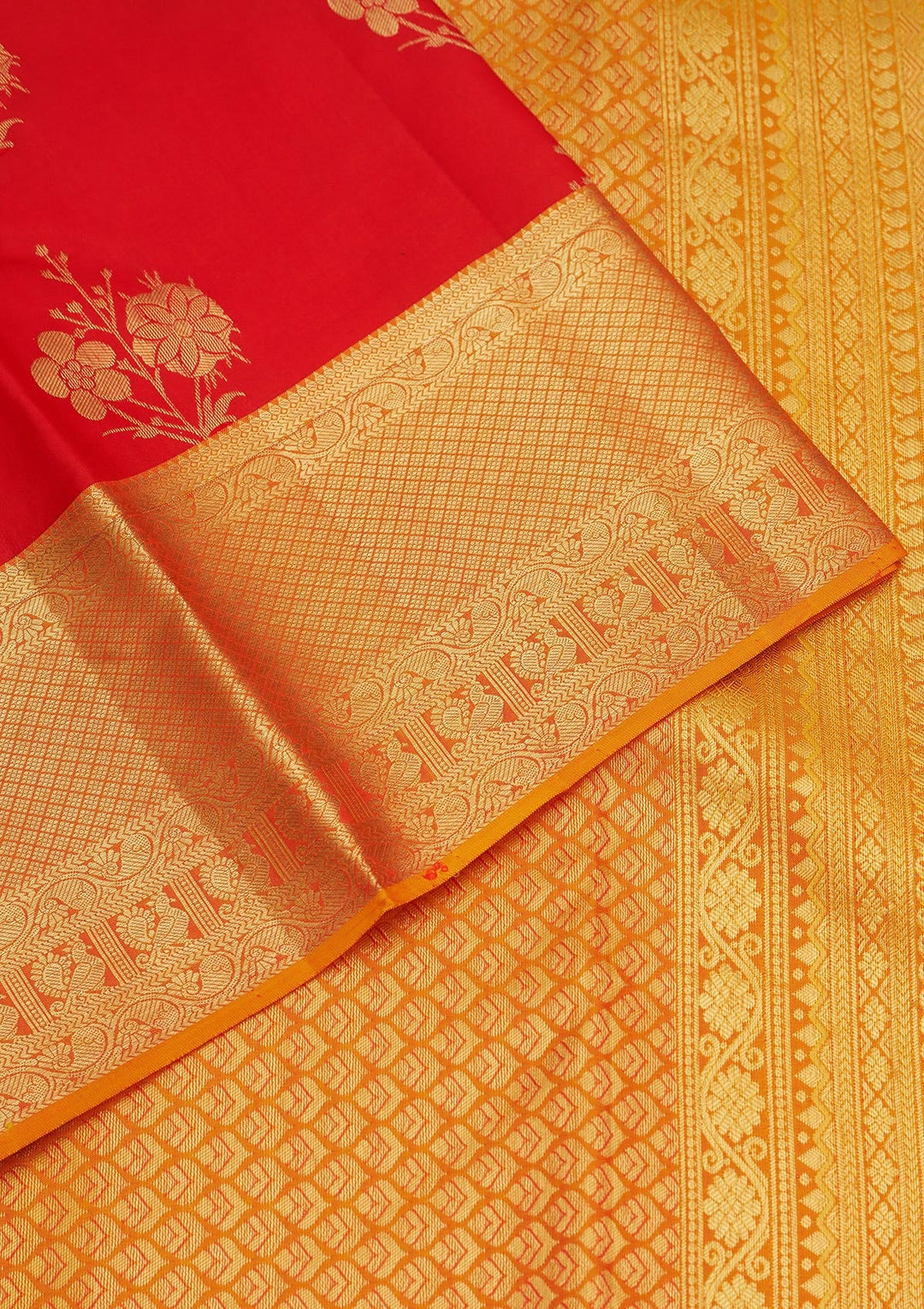 Red Zariwork Pure Silk Saree-Koskii