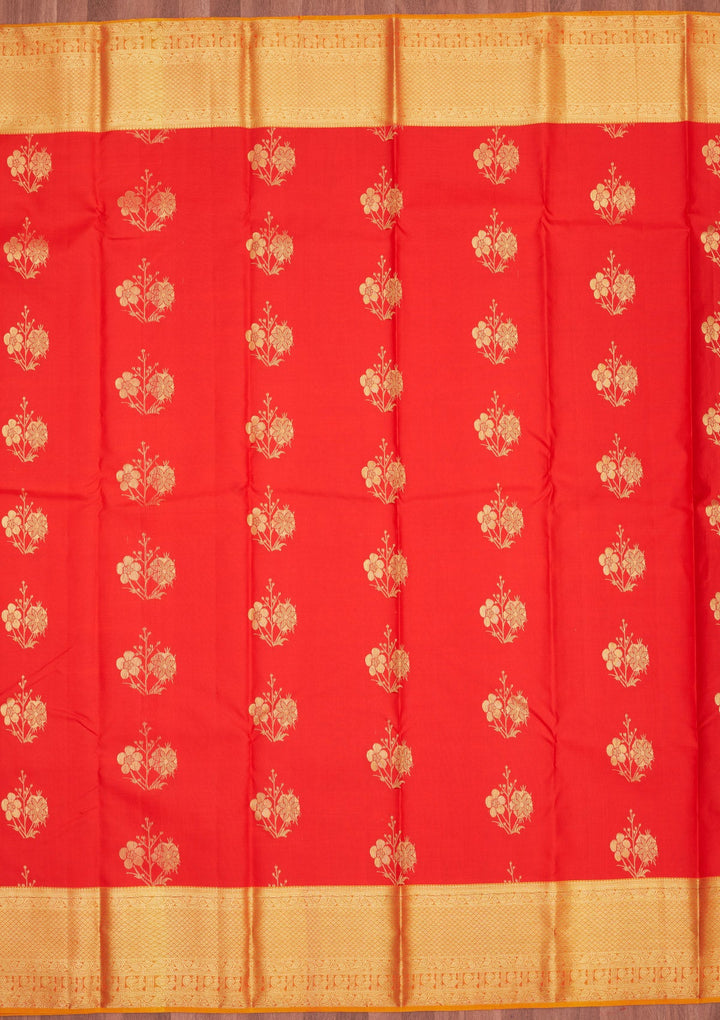 Red Zariwork Pure Silk Saree-Koskii